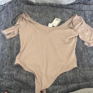 H&M Tan V-Neck Bodysuit